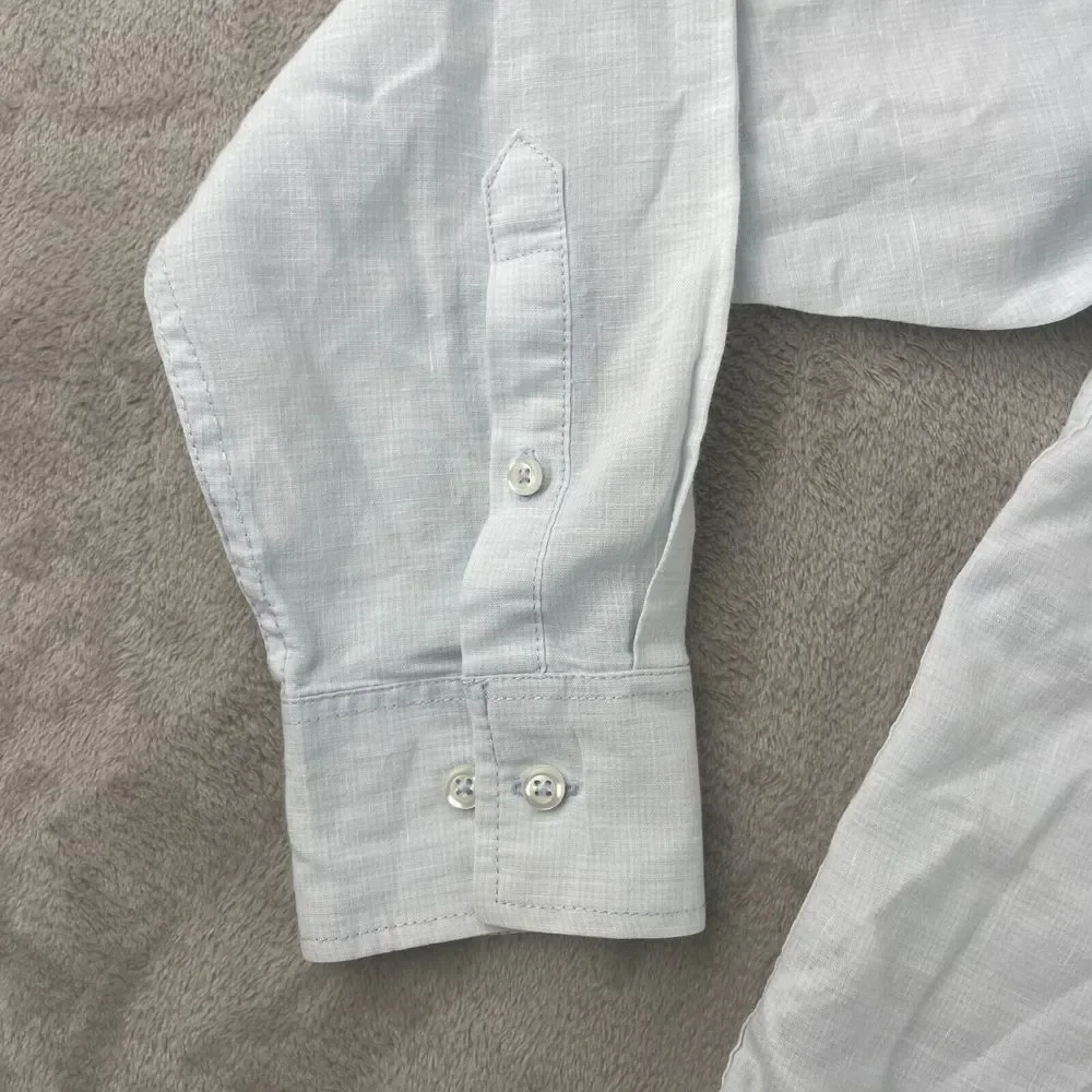 Tommy Bahama Shirt Men Large Blue Striped‎ Linen Blend Long Sleeve Beach NWOT